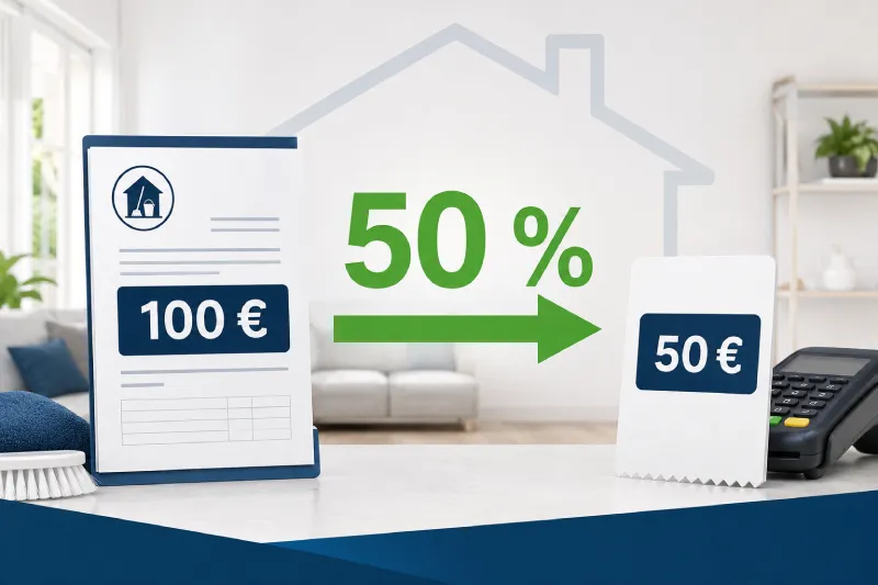 Exemple du crédit d’impôt de 50 % : une prestation éligible de 100 euros peut revenir à 50 euros avec l’avance immédiate