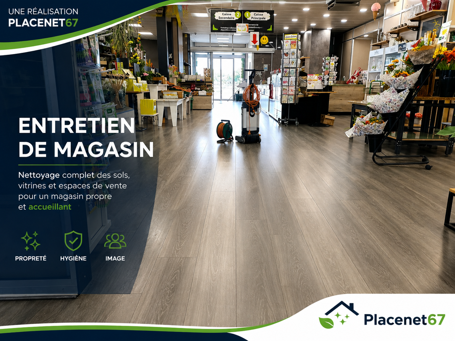 Entretien de l’entrée et des vitrages d’un magasin par Placenet67