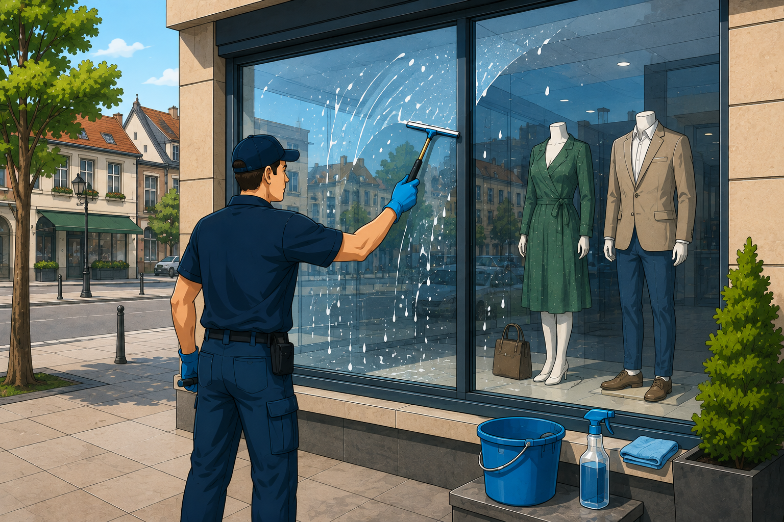 Nettoyage de vitrines dans la Vallée de la Bruche